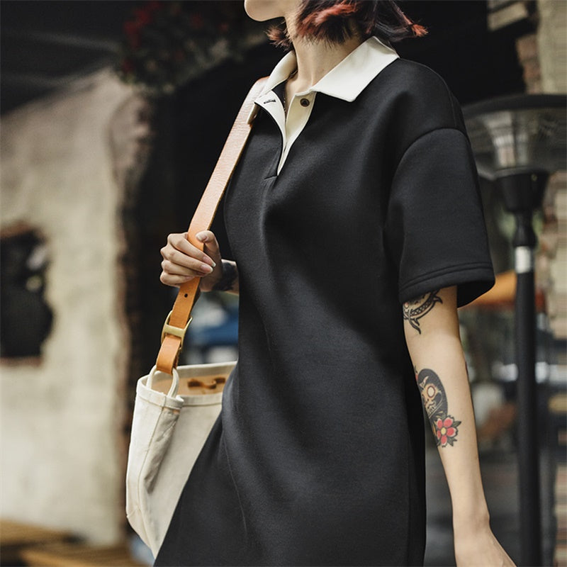 MADEN Damen Polo-Kurzarmkleid