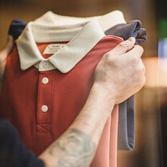 MADEN Retro Strick Langarm Polohemd
