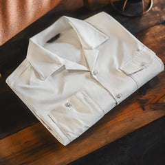MADEN Retro Print Baumwoll-Overshirt mit kubanischem Kragen