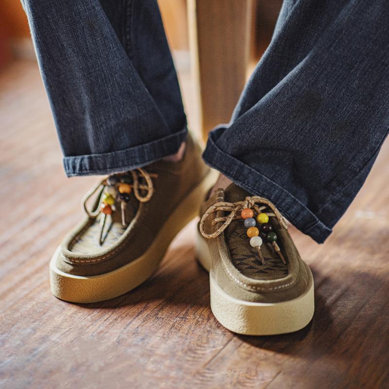 MADEN Herren Fransen Wildleder Mokassinschuhe
