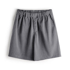 MADEN Graue formelle Shorts mit Nadelstreifen und elastischem Bund