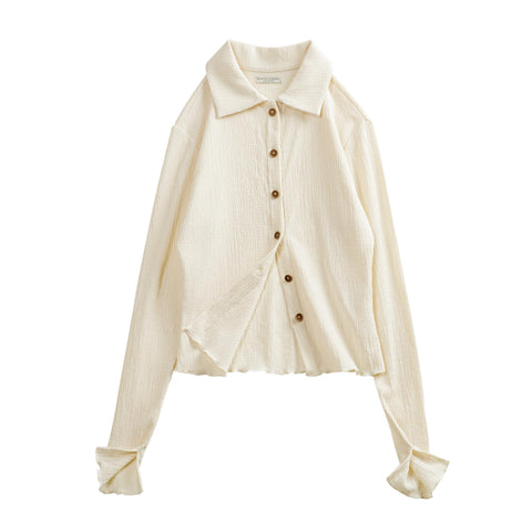 MADEN Women Short Knit Sweater Jacket Irregular Top BM Style Inner Long-sleeved Bottoming Shirt High Elastic Slim Solid Top