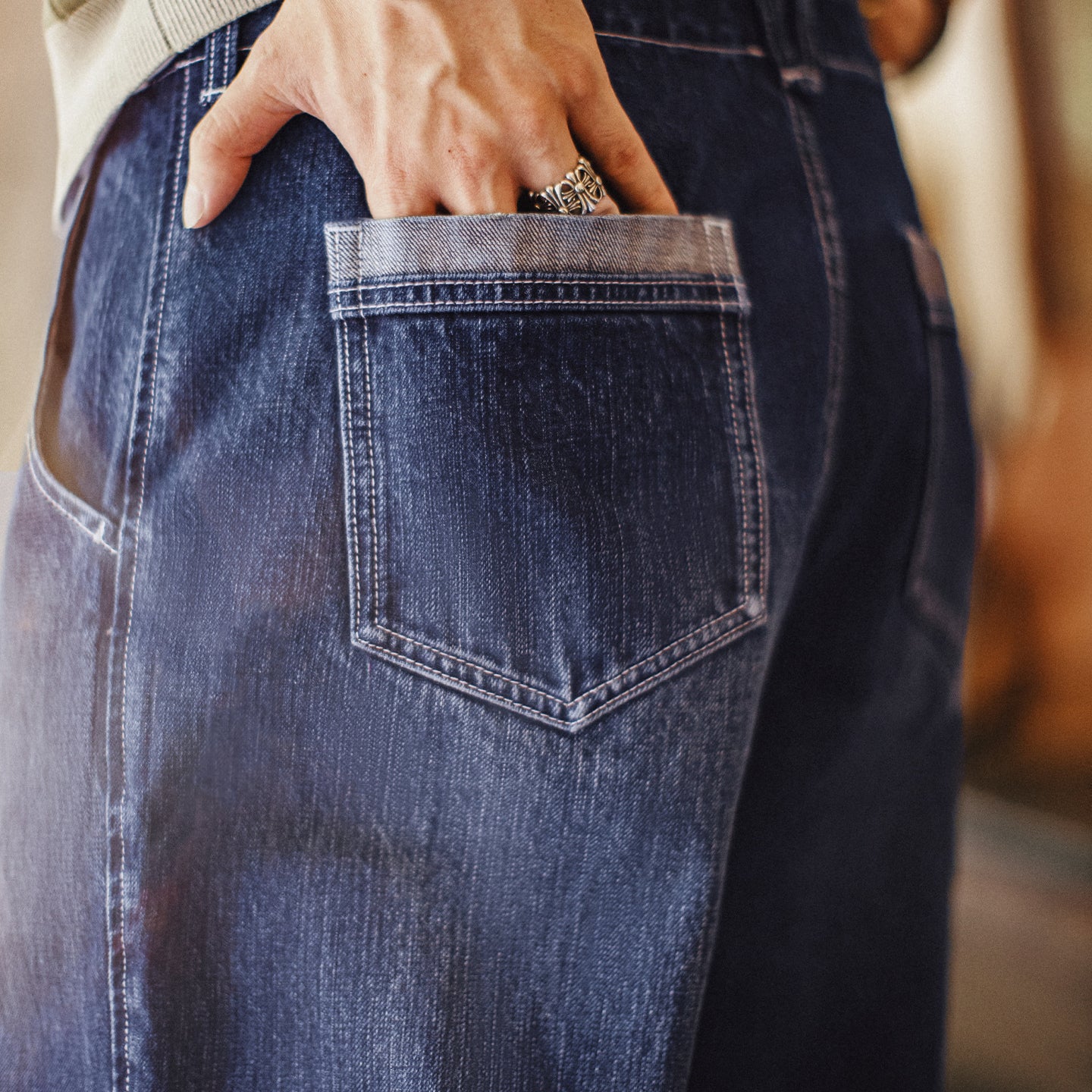 Jeans de mezclilla lavados Slub MADEN