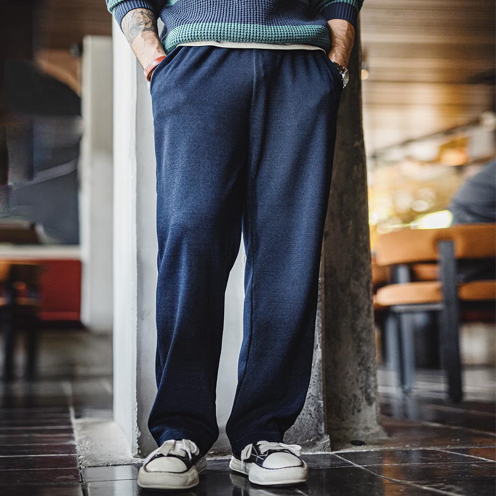 MADEN Vintage Waffelstruktur Sweatpants mit lockerem Schnitt