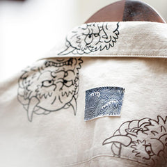 Camisas Retro de Lino para Hombre MADEN Camisas Holgadas de Manga Corta Estampadas 100% Algodón Ropa de Verano para Hombre