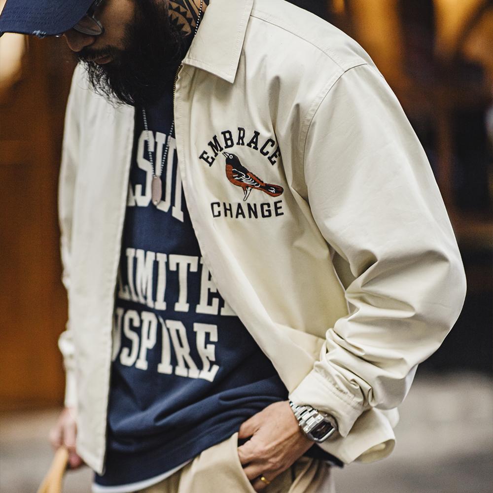 MADEN MADEN Motmot Vogel bestickte lockere Coach-Jacke