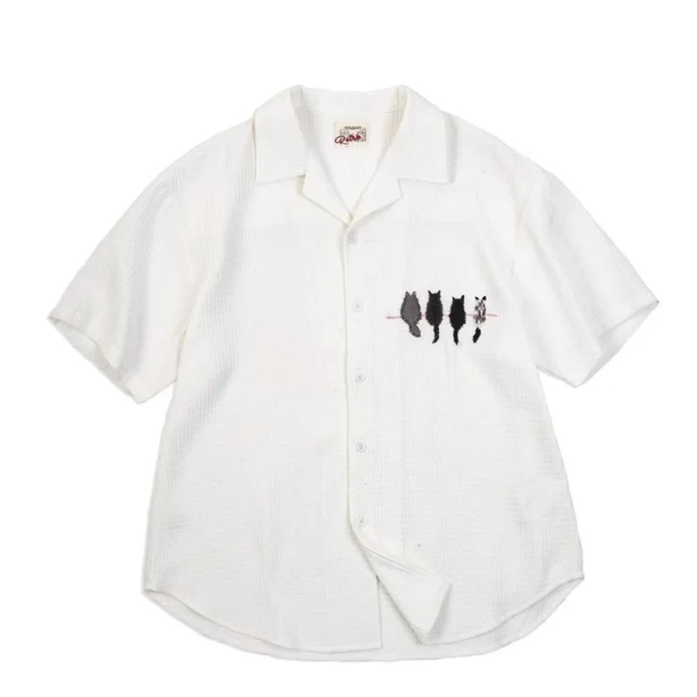 Maden Damen Kurzarm Shirt - Freizeit Vintage Stickerei