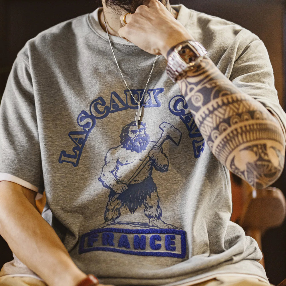 MADEN Vintage Ribbed Print Knit Tee