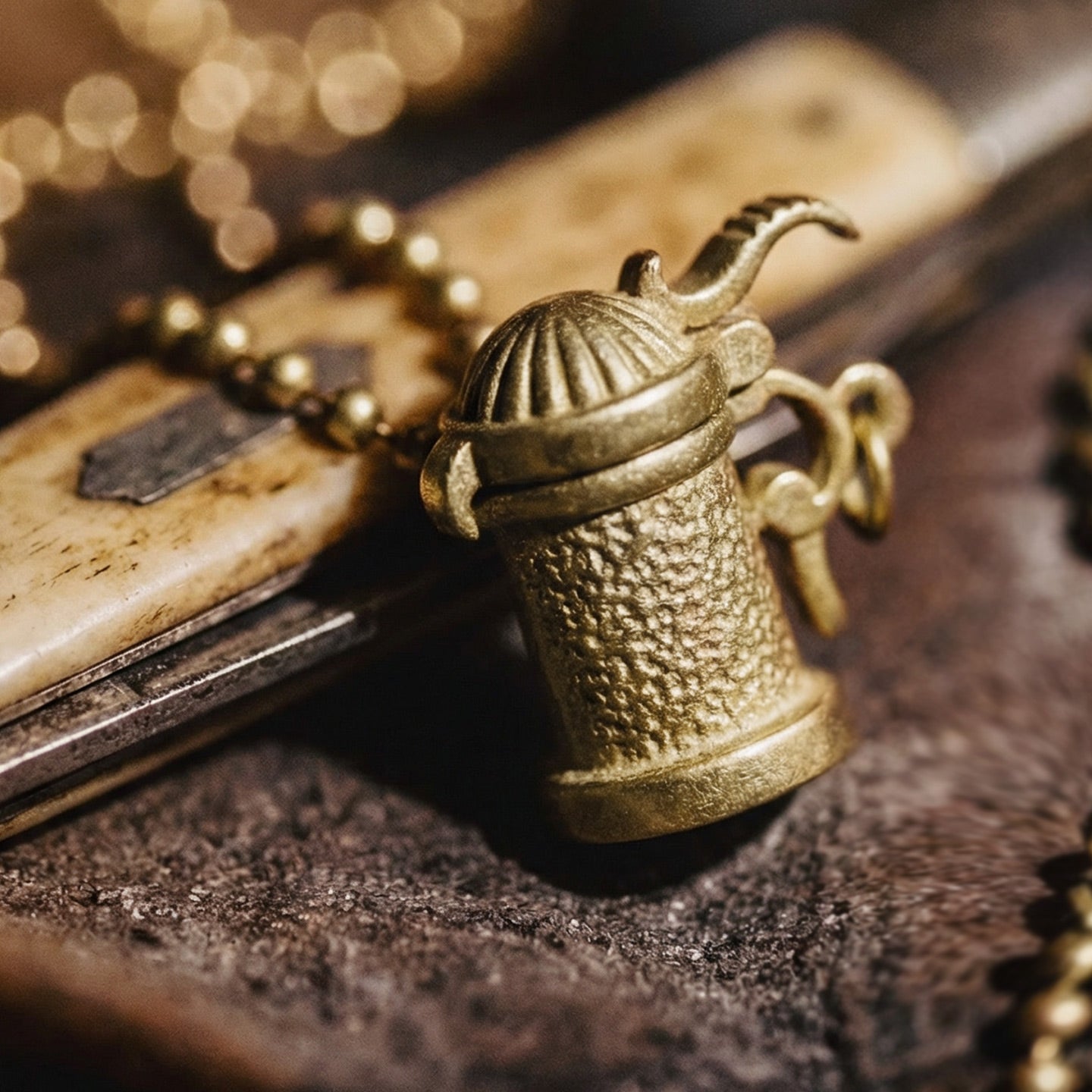 MADEN Brass Handle Kettle Pendant Necklace
