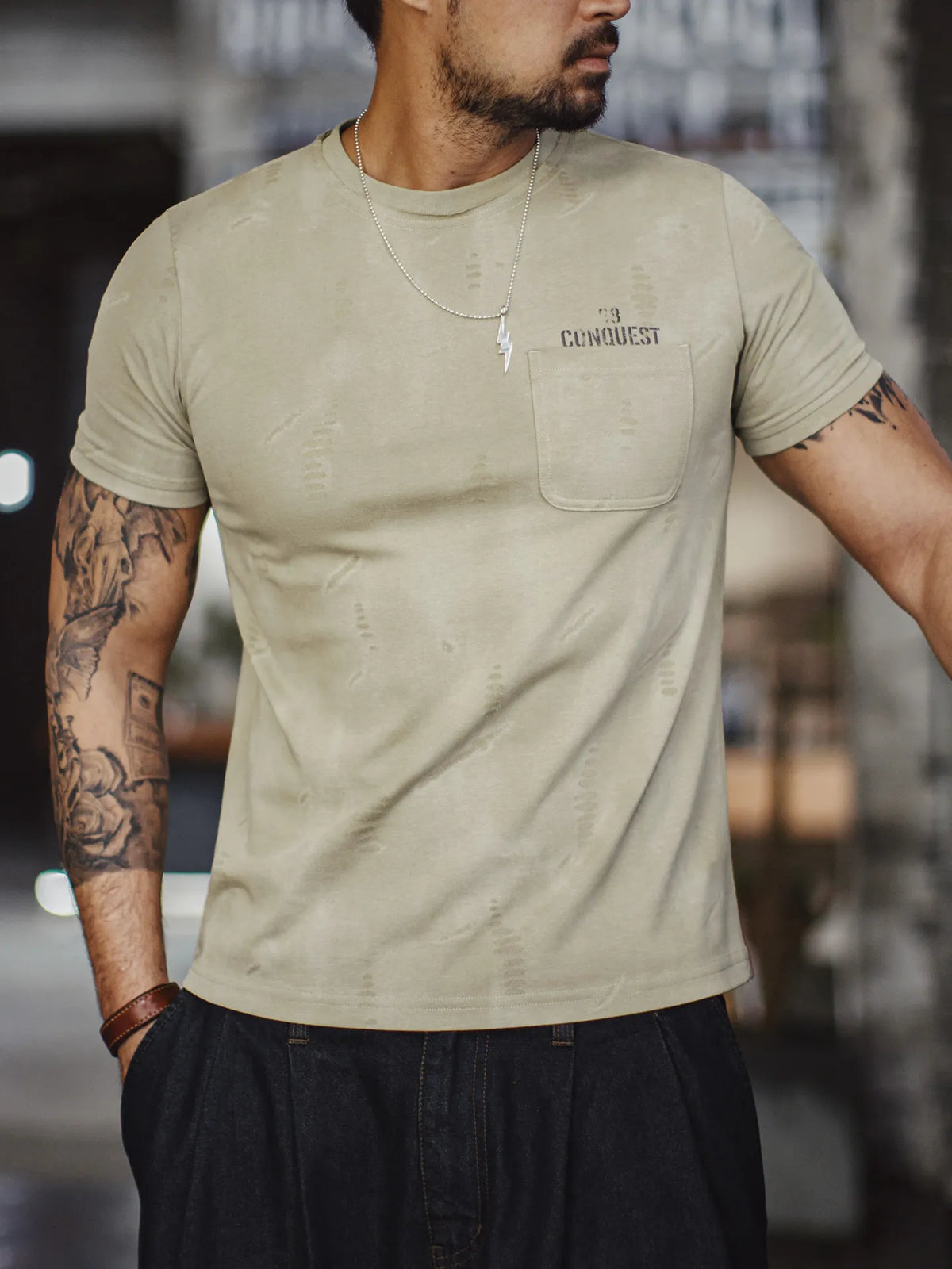 MADEN Vintage Distressed Print Tee