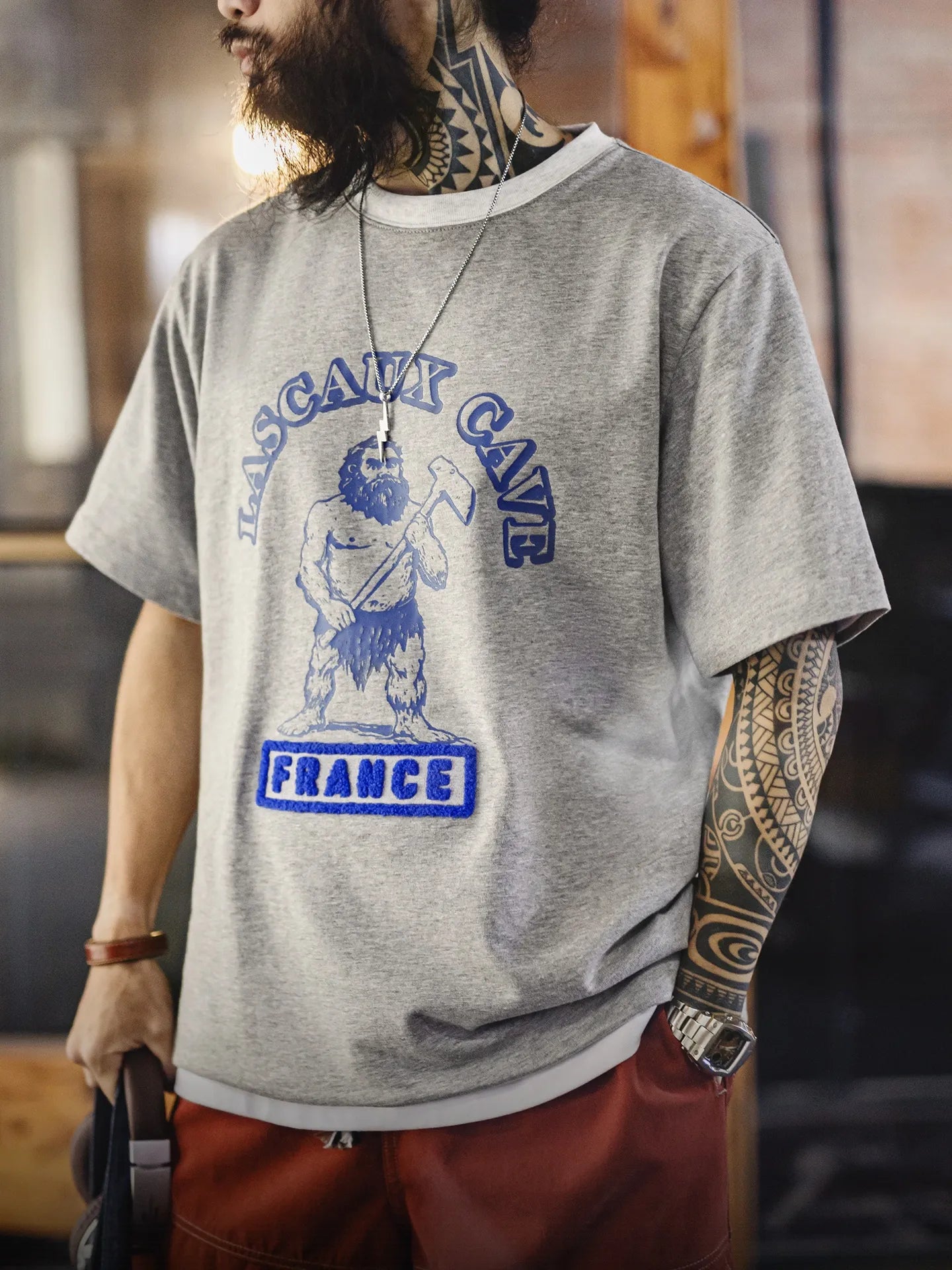 MADEN Vintage Ribbed Print Knit Tee
