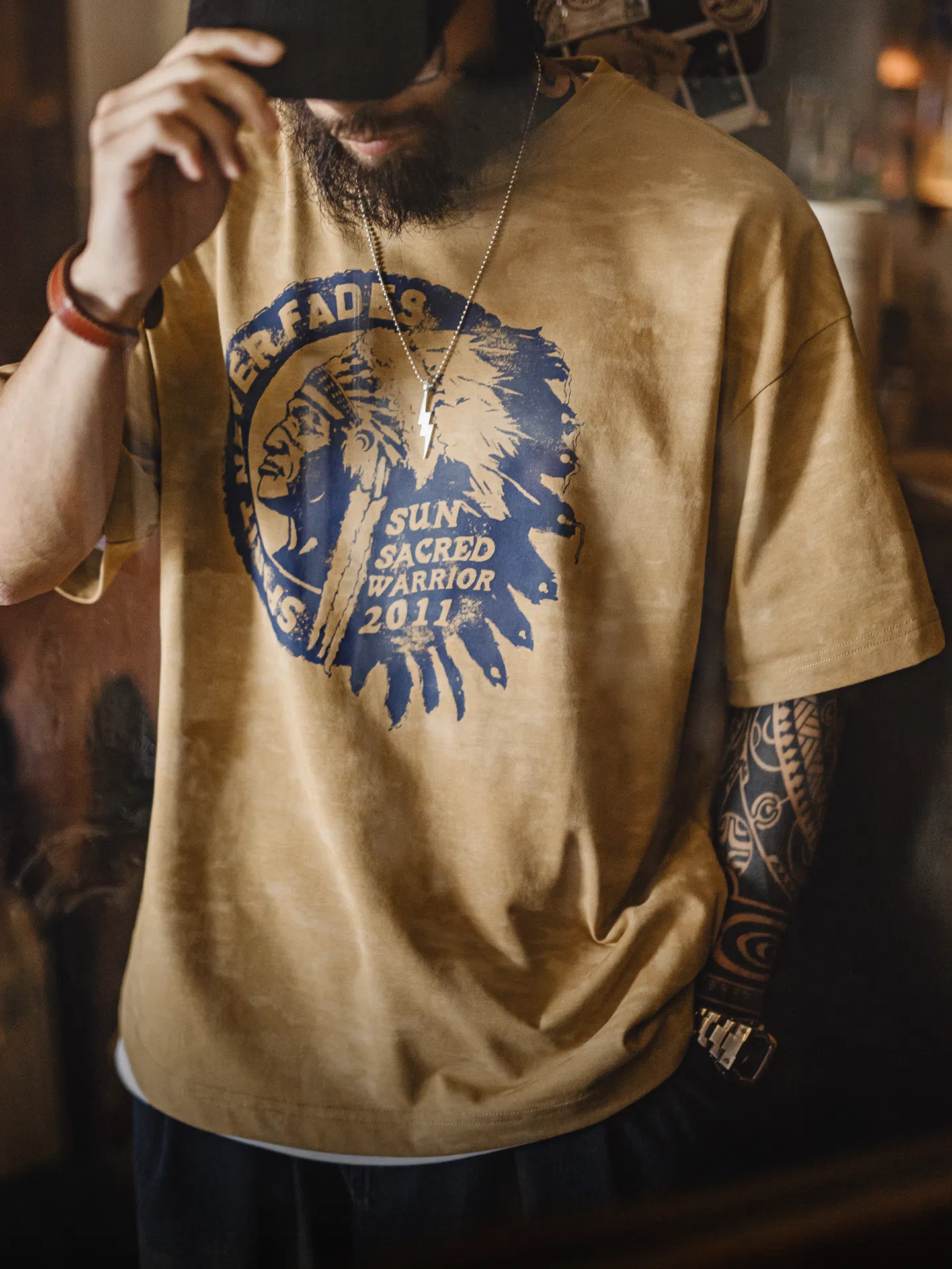 MADEN Yellow Batik Print T-Shirt