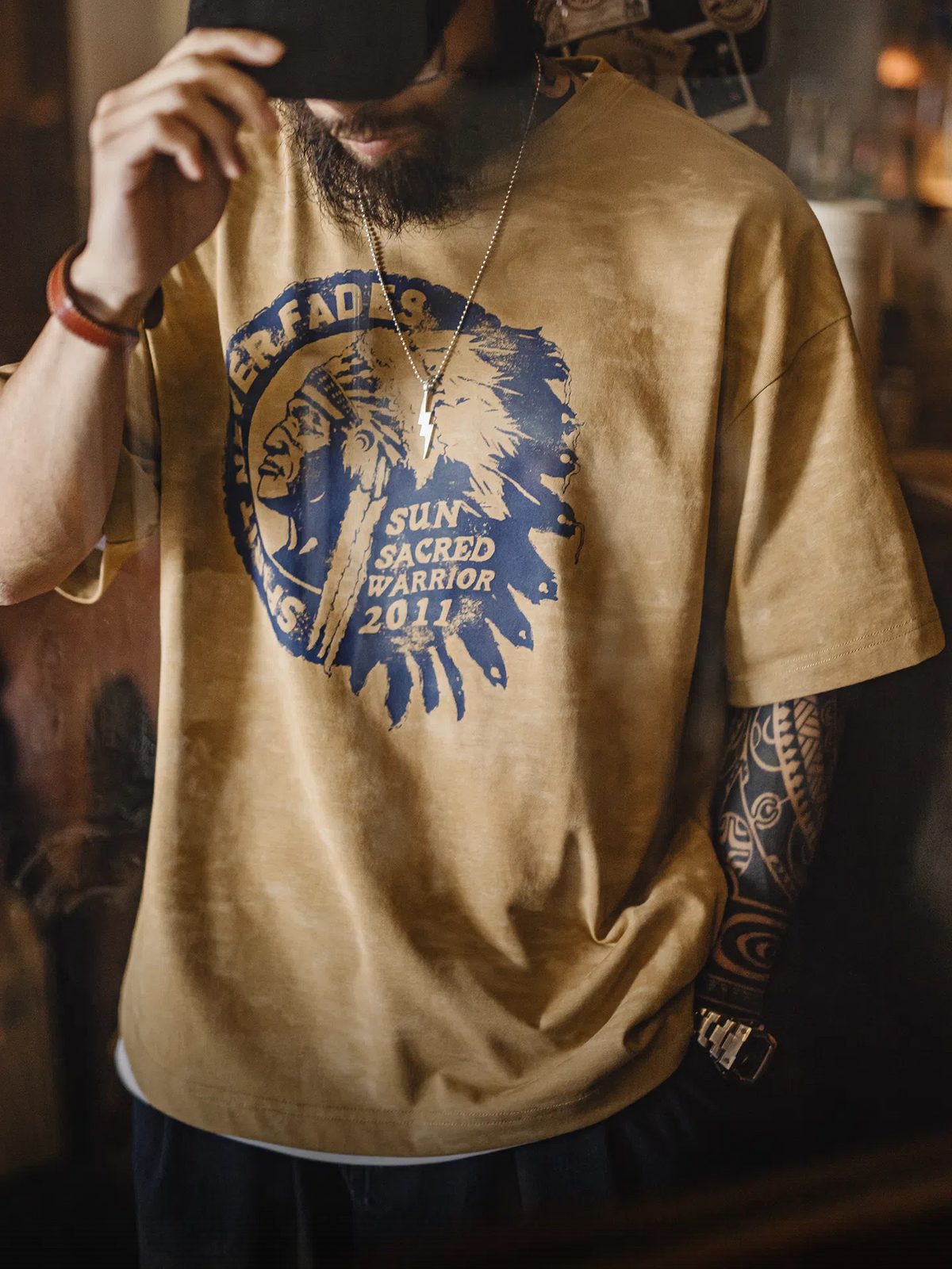 MADEN Yellow Batik Print T-Shirt