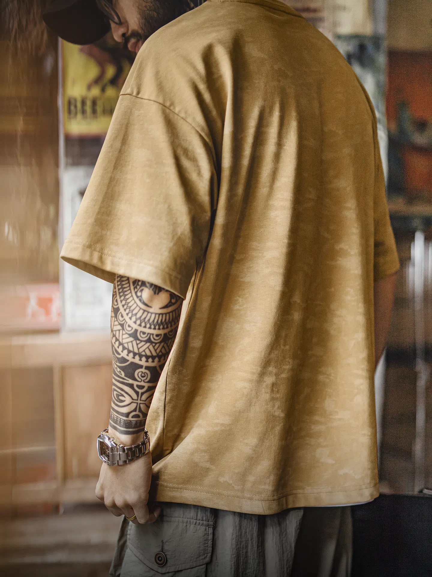 MADEN Yellow Batik Print T-Shirt