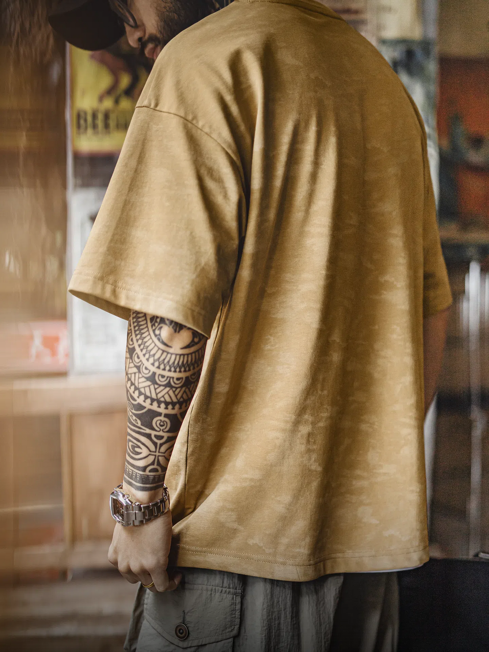 MADEN Yellow Batik Print T-Shirt