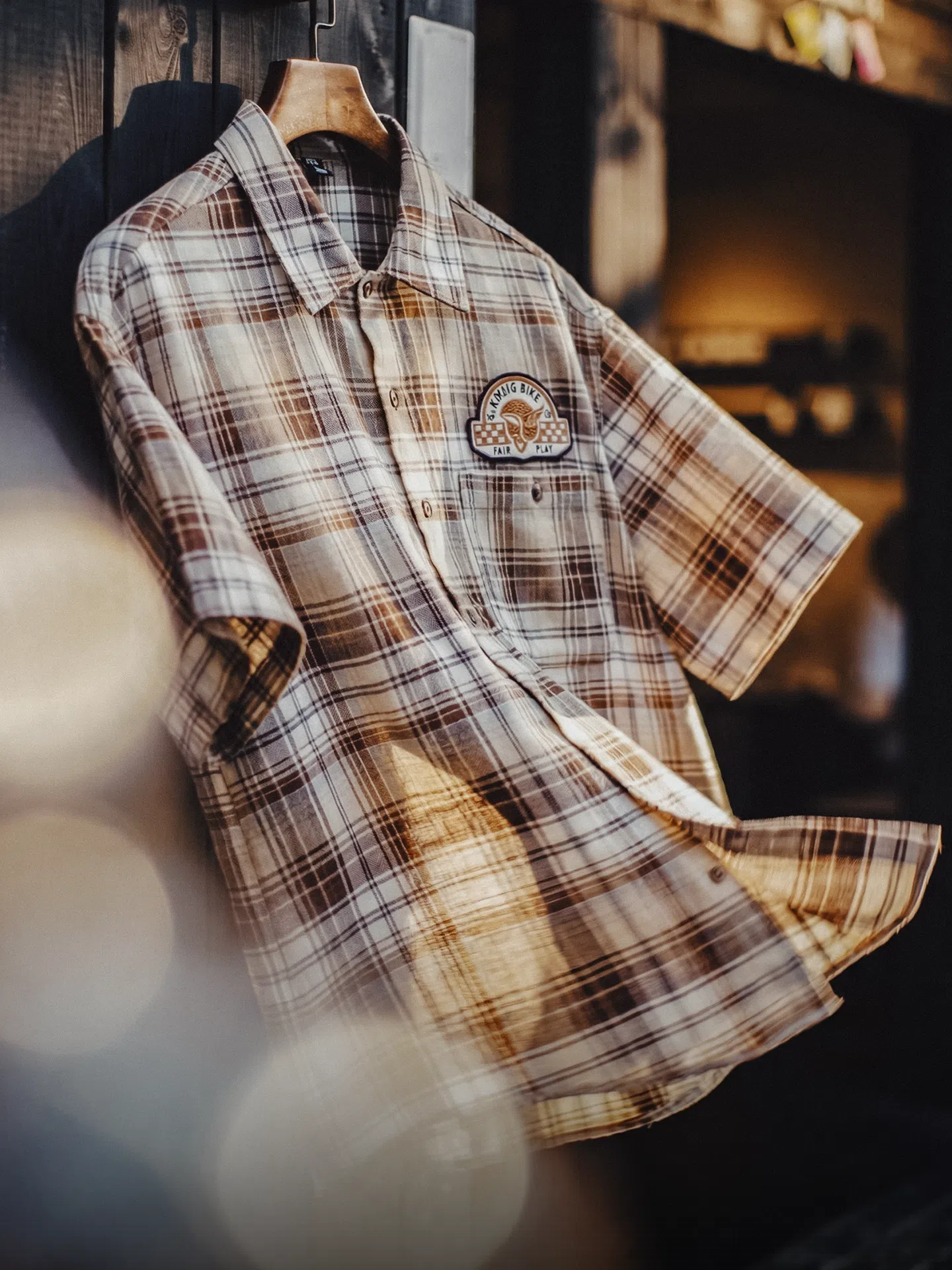 MADEN Vintage Plaid Print Shirt