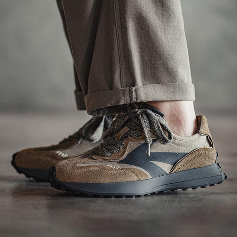 MADEN Herren Retro-Joggingschuhe, Waffelsohle, atmungsaktiv, dicke Sohle, niedriges Profil, lässige Outdoor-Sportschuhe für Herren 