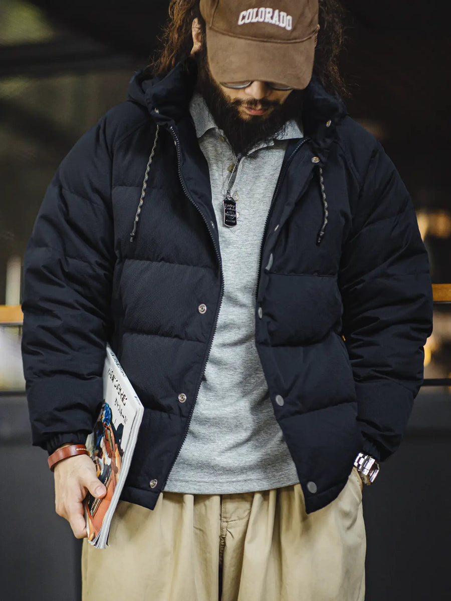Doudoune matelassée Maden 90 en duvet de canard blanc, épaisse et chaude, à capuche, pour homme. Tissu haute densité. Vêtements d'extérieur chauds pour l'hiver. 