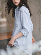 MADEN Women's Cotton Classic Fit Long-Sleeve Button-Down Shirt thumbnail