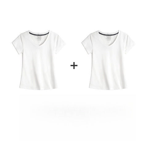 MADEN Women's V-Neck Slim Fit Knit Tee