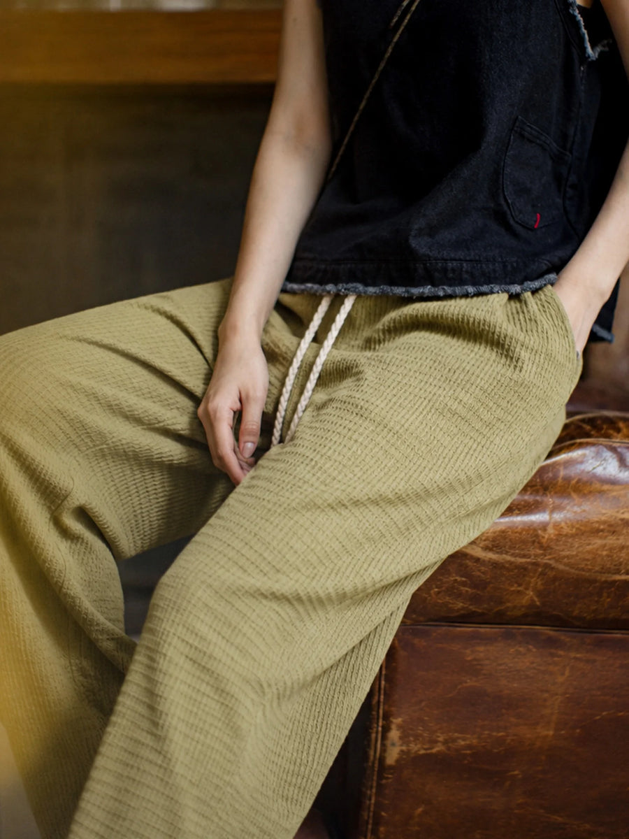 MADEN Women's Classic High-Waist Straight-Leg Chino Pants