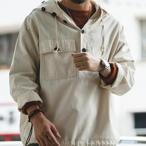 Maden Herren Kapuzenjacke, lässig, Oversize, Streetwear, Hoodie-Sweatshirt mit Kordelzug, Hip-Hop-Mantel, locker 