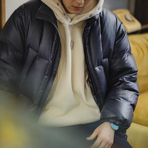 Doudoune décontractée pour homme MADEN, petit modèle à carreaux, col montant, chaude, garnie à 90 % de duvet de canard blanc, idéale pour l'automne et l'hiver (TW2401415) 