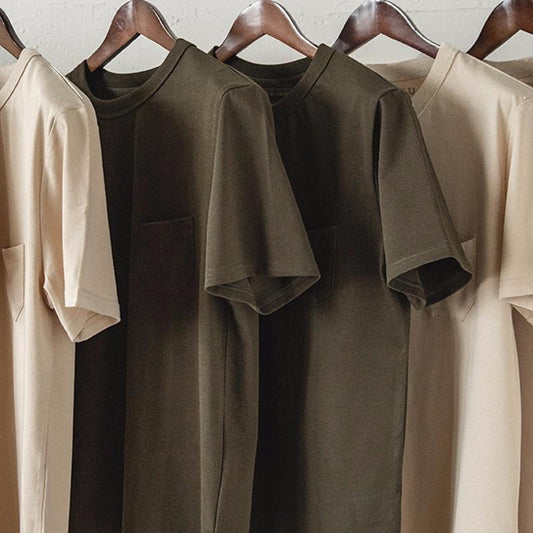 Áo thun cotton dày màu vintage có túi MADEN