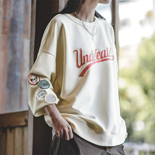 Sudadera para mujer MADEN estilo americano casual con paneles en contraste, mangas raglán y manga larga tipo abrigo estilo academia