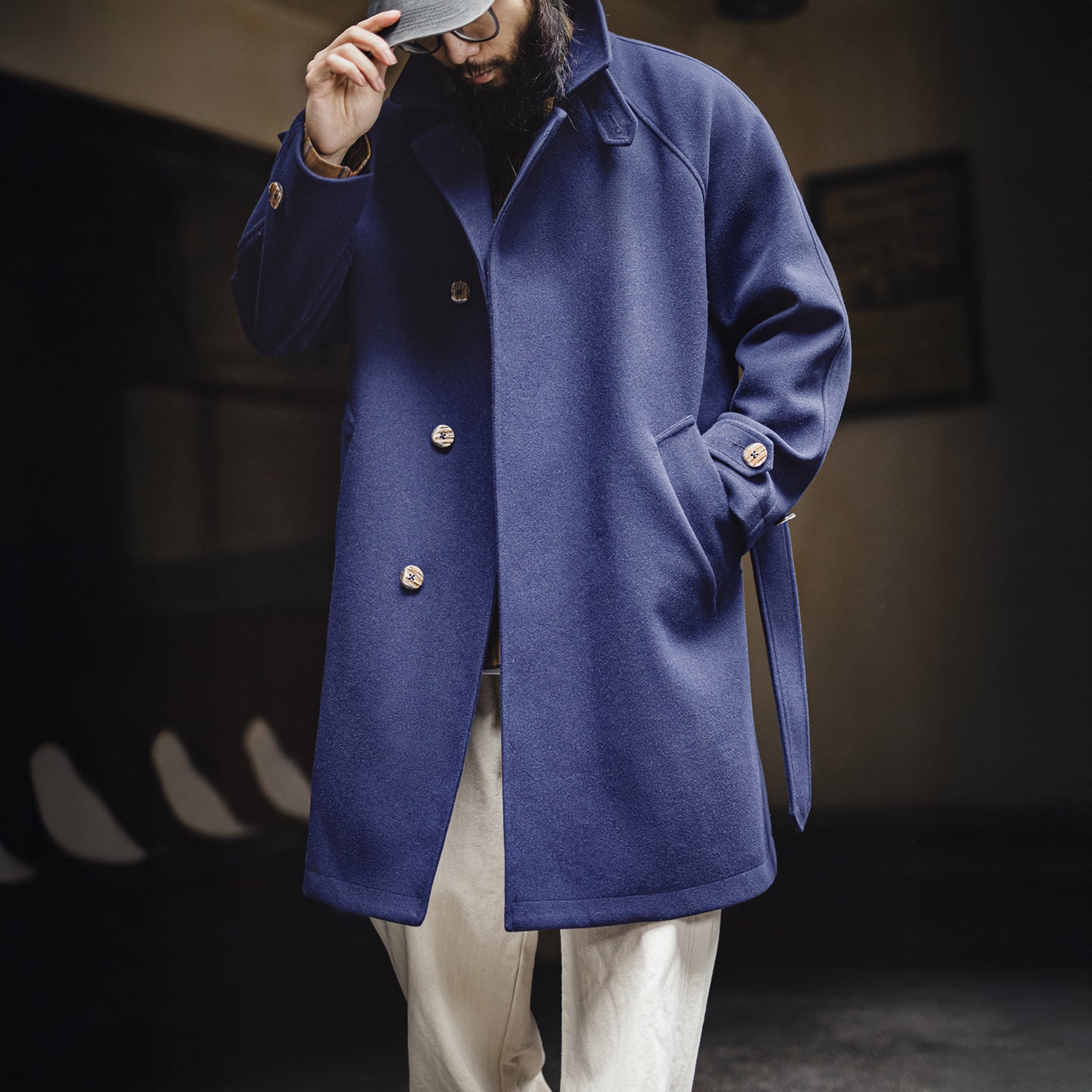 Manteau Balmacaan gris rétro pour homme MADEN – Manteau mi-long coupe-vent automne/hiver 