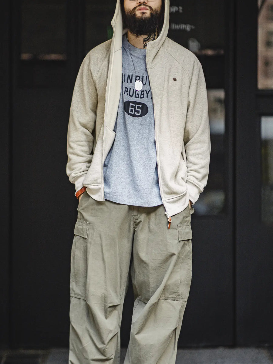 Sweat-shirt à capuche gris pour homme MADEN – Veste polaire épaisse zippée 