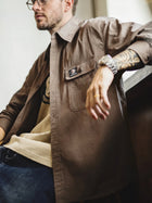 MADEN Vintage Workwear Cotton Long-Sleeve Casual Shirt thumbnail