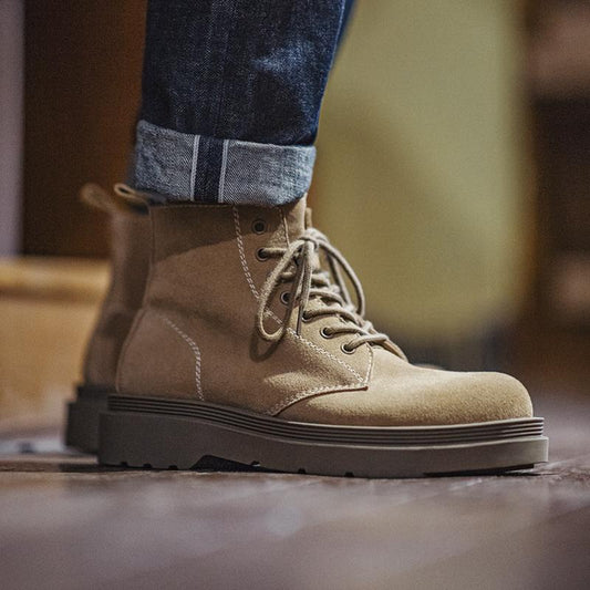 MADEN Men's Classic Pull-On Leather Ankle Boots