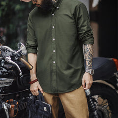 Camisa Oxford de algodón grueso para hombre MADEN con botones