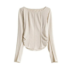 MADEN Damen Leichtes Slash-Neck Langarmshirt