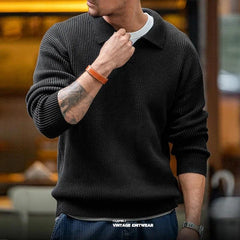 Suéter tipo polo de punto con rayas verticales para hombre MADEN