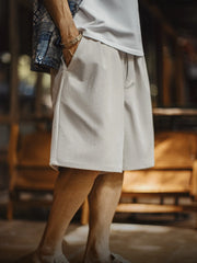 MADEN Minimalist Old Money Gurkha Pleated Wide-Leg Shorts