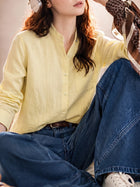 MADEN Women's Cotton Classic Fit Long-Sleeve Button-Down Shirt thumbnail