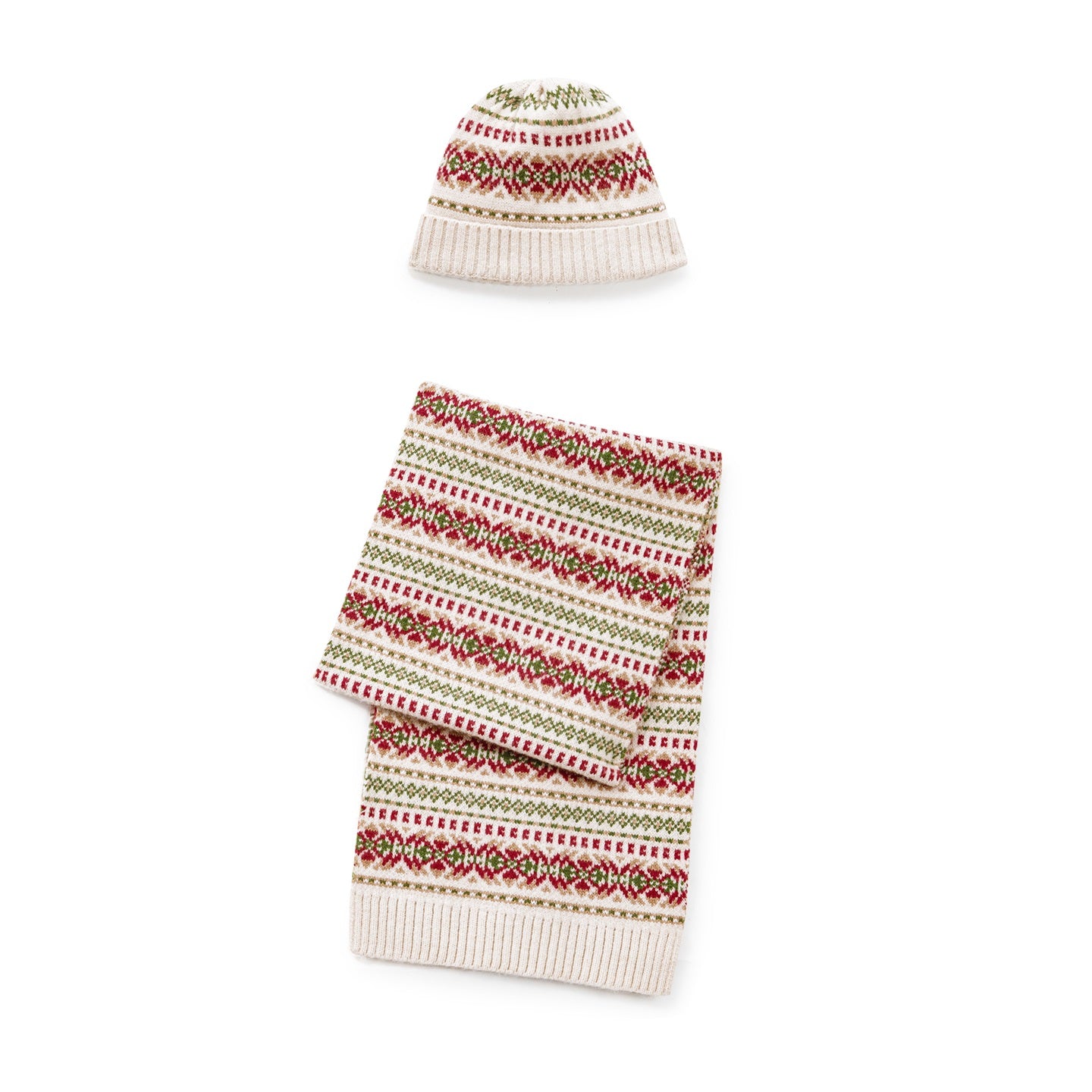 MADEN Fair Isle Strickschal- und Mützenset