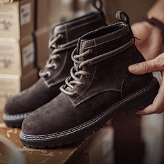 MADEN Retro braune mittelhohe Leder Desert Boots