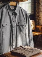 MADEN Vintage Workwear Cotton Long-Sleeve Casual Shirt thumbnail