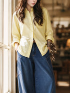 MADEN Women's Cotton Classic Fit Long-Sleeve Button-Down Shirt thumbnail