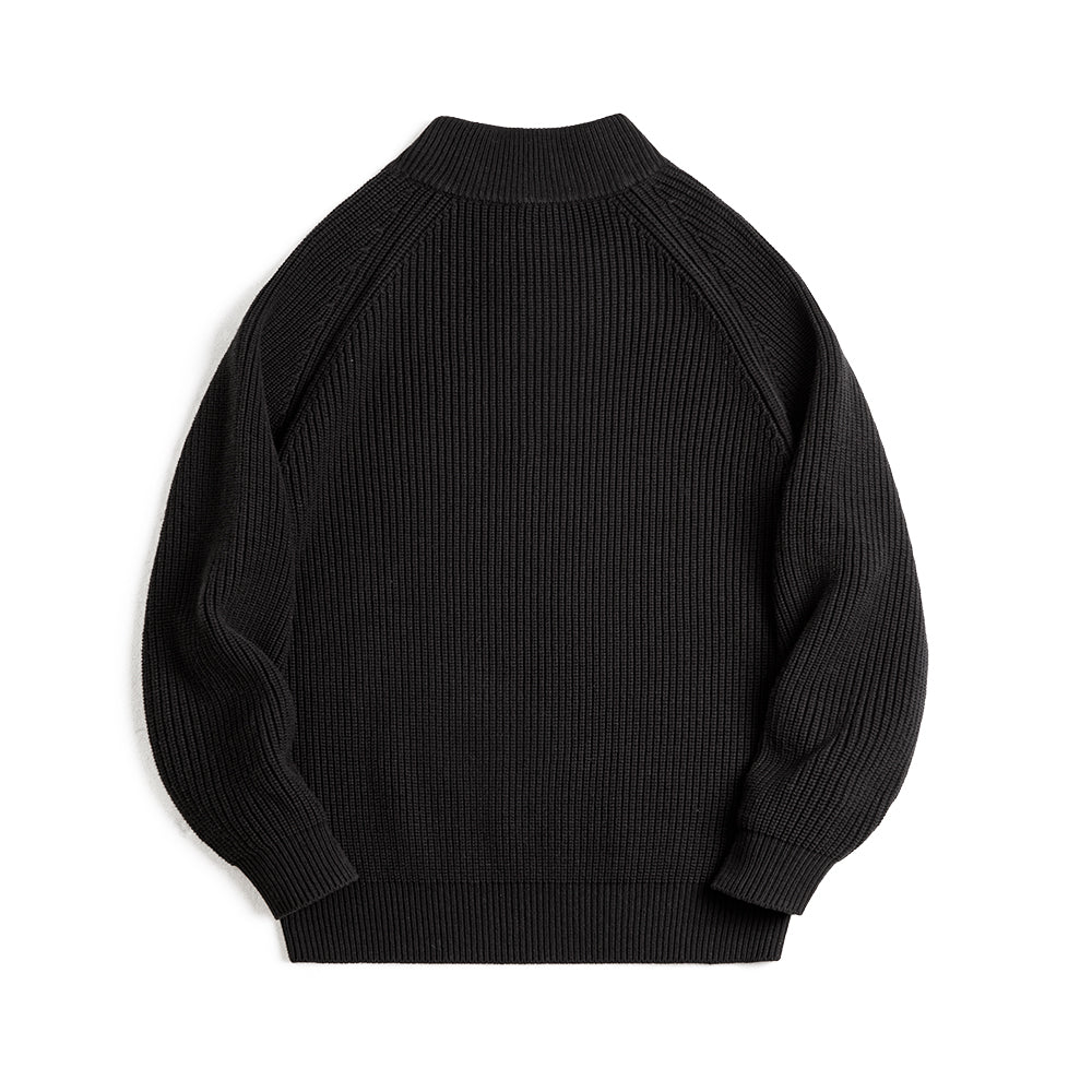 MADEN Herren Schwergewicht Baumwoll Halb-Zip Strickpullover