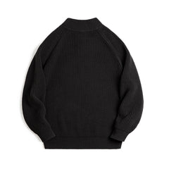 MADEN Herren Schwergewicht Baumwoll Halb-Zip Strickpullover