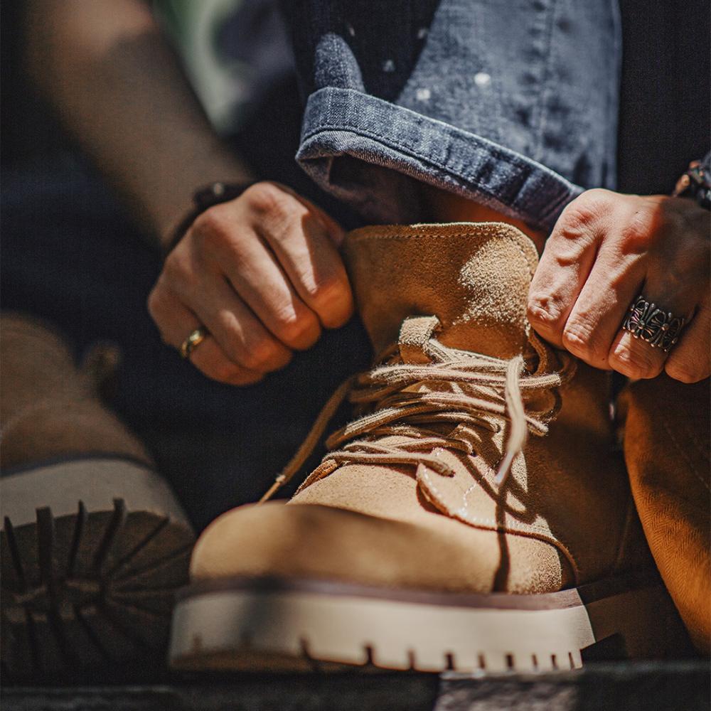 MADEN Herren Wildleder Gezackte Desert Boots für Freizeit