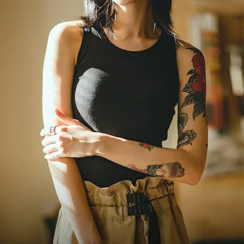 MADEN Women’s Knitted Tank Top – Slim Fit Sleeveless Vest