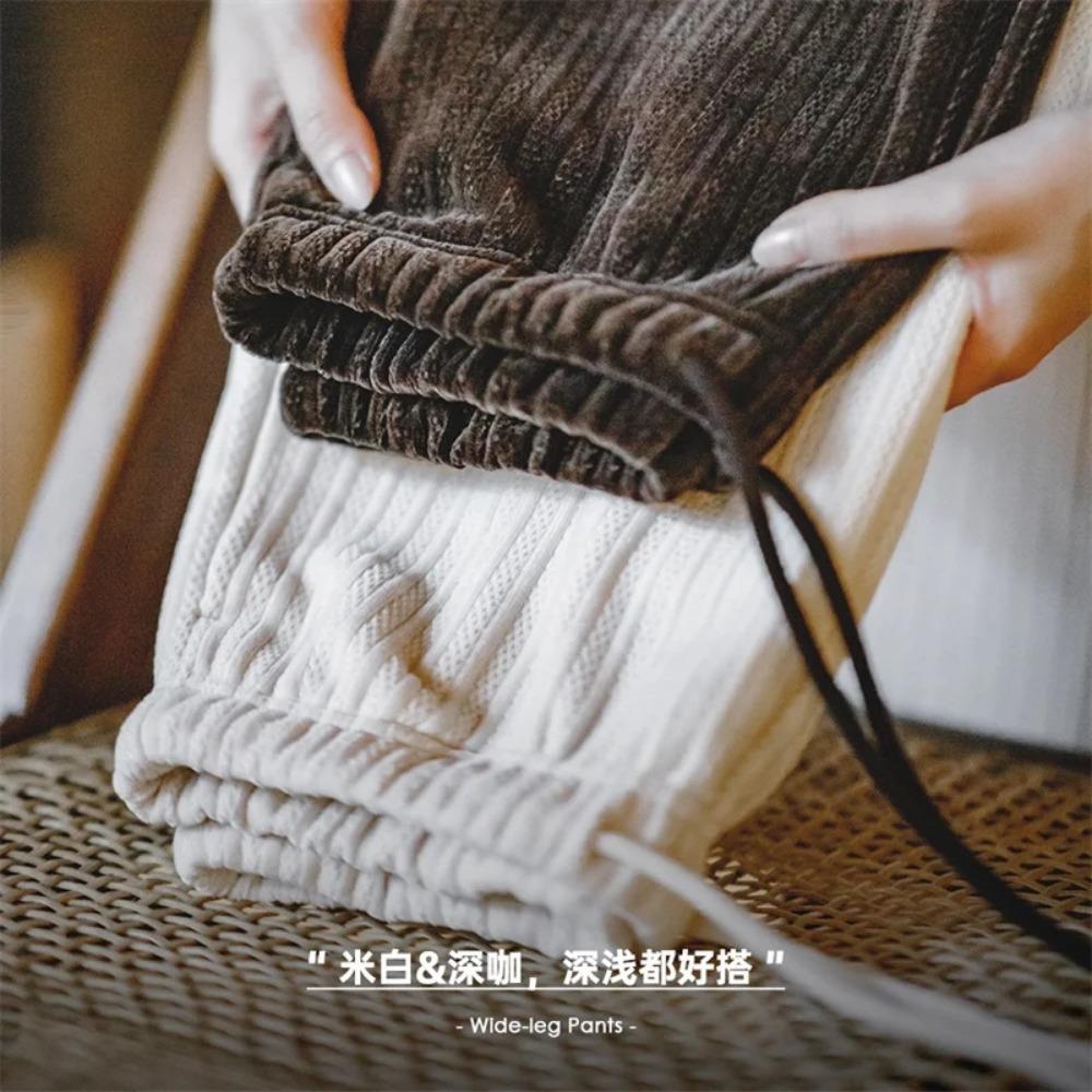 마덴 여성 가을 미국 빈티지 스트레이트 튜브 드롭 와이드 레그 바지 부드러운 찰기 바람 좁은 버전 슬림 캐주얼 바지