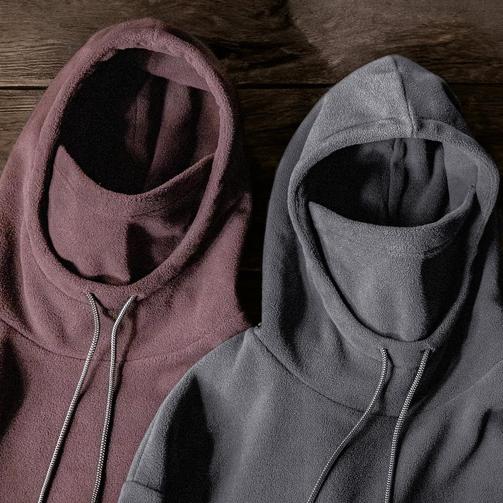 Sudadera con capucha balaclava de forro polar de peso pesado con capa cortaviento para hombre MADEN