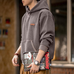 MADEN Herren Schwerer Fleece-Hoodie mit überschnittenen Schultern