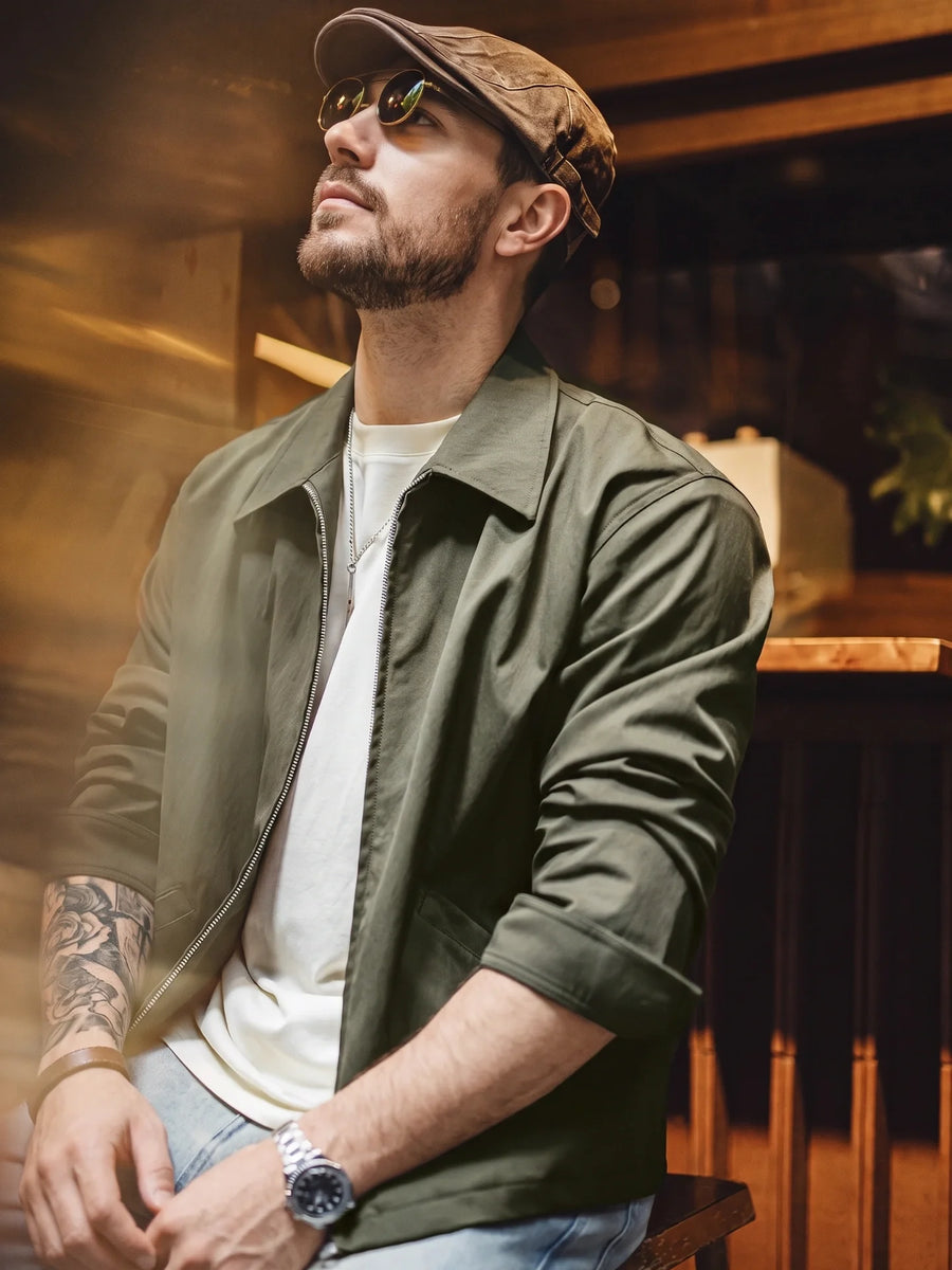 MADEN Men's Plaid-Lined Old-Money Coach Jacket
